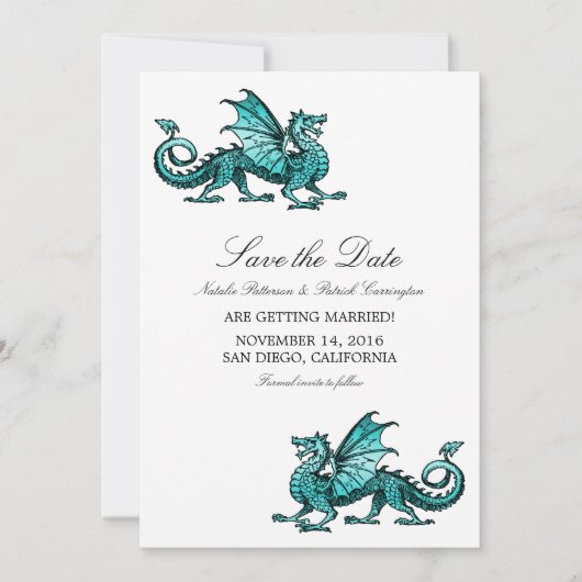 Invitation Dragon turquoise Enregistrer l'Invitation de date (Devant)