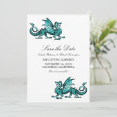 Invitation Dragon turquoise Enregistrer l'Invitation de date (Debout devant)