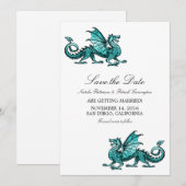 Invitation Dragon turquoise Enregistrer l'Invitation de date (Devant / Derrière)