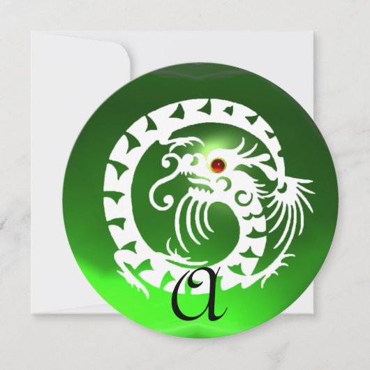 INVITATION DRAGON VERT ÉMERAUDE BLANCHE SERPENT MONOGRAMME (Devant)