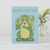 Invitation Dragon vert mignon (Debout devant)