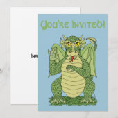 Invitation Dragon vert mignon (Devant / Derrière)