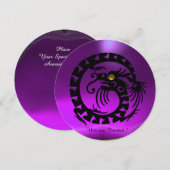 INVITATION DRAGON VIOLET SERPENT NOIR PIERRE GEMME AMÉTHYSTE (Devant / Derrière)