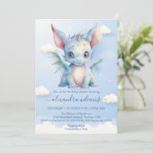 Invitation Dragon Whimsical Baby Boy Douche (Debout devant)