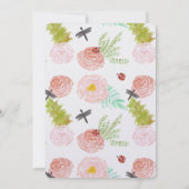 Invitation Dragonflies Rose Aquarelle Jardin Mariage (Dos)