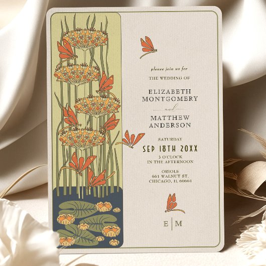 Invitation Dragonfly Belle Epoque Art Nouveau Mariage