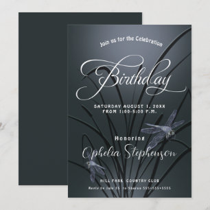 Invitation Dragonfly Fête d'Anniversaire Bleu Poussiéreux