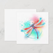 Invitation Dragonfly rouge sur l'arrière - plan aquarelle (Devant / Derrière)