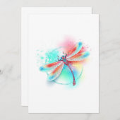 Invitation Dragonfly rouge sur l'arrière - plan aquarelle (Devant / Derrière)