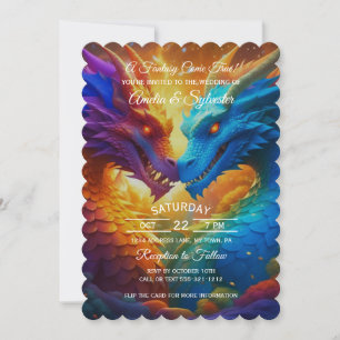 Invitation Dragons colorés en Mariage d'amour