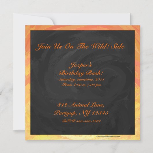 Invitation Dragons Oeil orange et noir Monogramme (Dos)