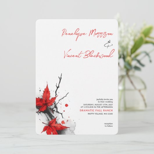 Invitation Dramatic Fall Wedding (Debout devant)