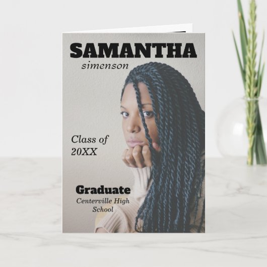 Invitation Dramatic Magazine Style Graduation Party (Devant)