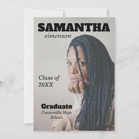 Invitation Dramatic Magazine Style Graduation Party (Devant)