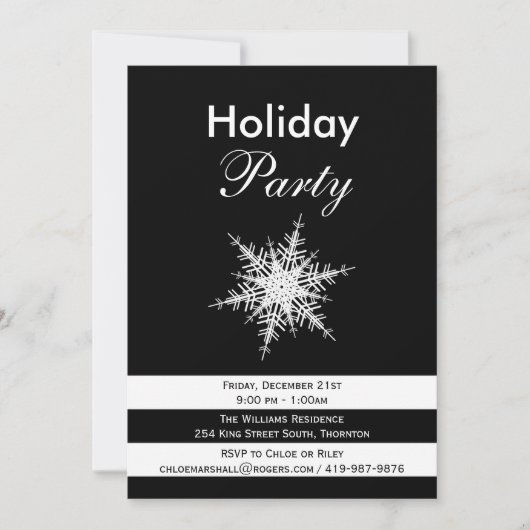 Invitation Dramatique Black & White Holiday Party (Devant)