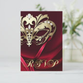 Invitation dramatique de masquerade rouge RSVP (Debout devant)