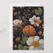 Invitation Dramatique Orange blanc élégant fleurs rétro (Dos)