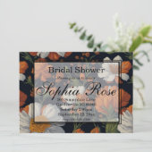 Invitation Dramatique Orange blanc élégant fleurs rétro (Debout devant)