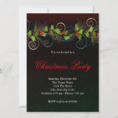 Invitation Dramatique Red Holly Corporate Christmas Party (Dos)