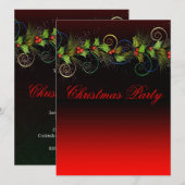 Invitation Dramatique Red Holly Corporate Christmas Party (Devant / Derrière)