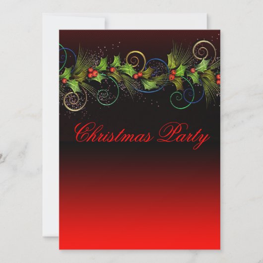 Invitation Dramatique Red Holly Corporate Christmas Party (Devant)