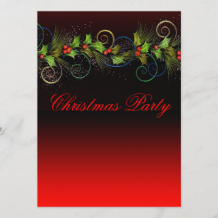 Invitation Dramatique Red Holly Corporate Christmas Party