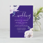 Invitation Dramatique violet foncé et Mariage floral Lilac (Debout devant)