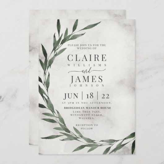 Invitation Drame de rêve Feuille classique, (Devant / Derrière)