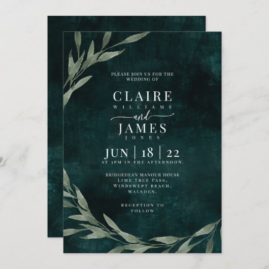 Invitation Drame de rêve Feuille classique, (Devant / Derrière)