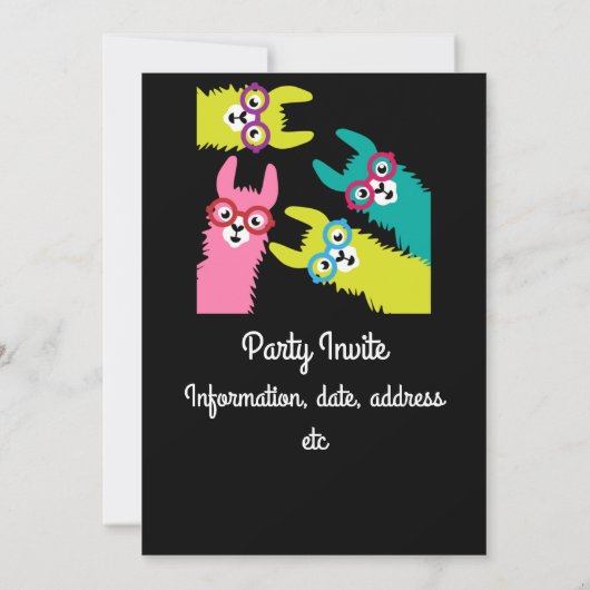 Invitation Drame Lama Camélidé Coloré (Dos)