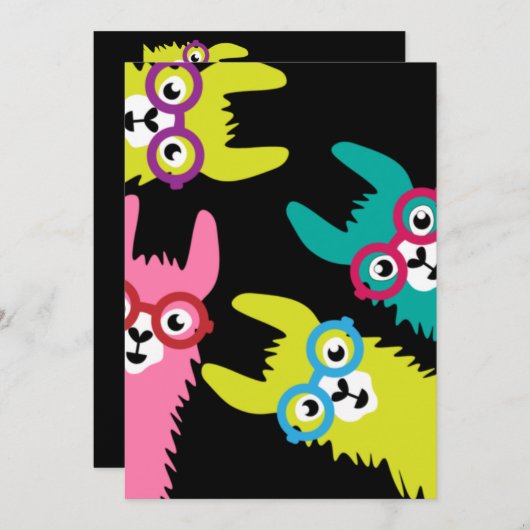 Invitation Drame Lama Coloré Camelidé  (Devant / Derrière)