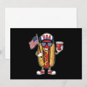Invitation Drapeau 4 juillet Hotdog Funny Patriotique USA (Devant / Derrière)