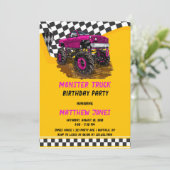 Invitation Drapeau à damiers Monster Truck Anniversaire (Debout devant)