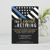 Invitation Drapeau à thème de la ligne bleue de la retraite (Debout devant)