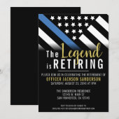 Invitation Drapeau à thème de la ligne bleue de la retraite (Devant / Derrière)