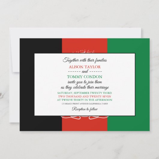 Invitation Drapeau afghan, Drapeau afghan Mariage (Devant)