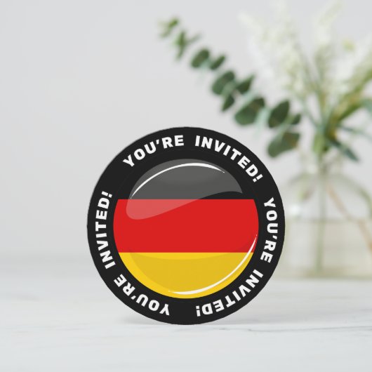 Invitation Drapeau allemand rond brillant (Debout devant)