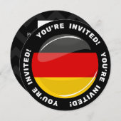 Invitation Drapeau allemand rond brillant (Devant / Derrière)