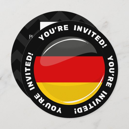 Invitation Drapeau allemand rond brillant (Devant / Derrière)
