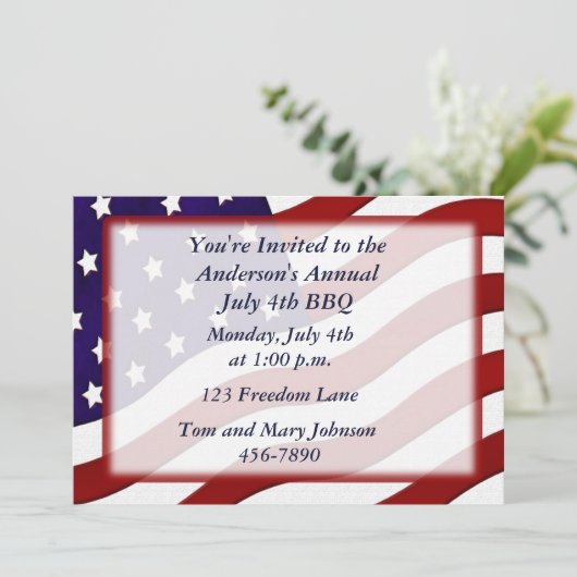Invitation Drapeau américain (Debout devant)