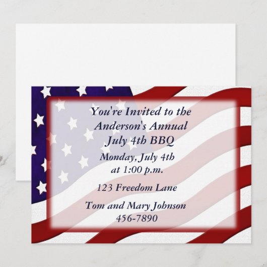 Invitation Drapeau américain (Devant / Derrière)
