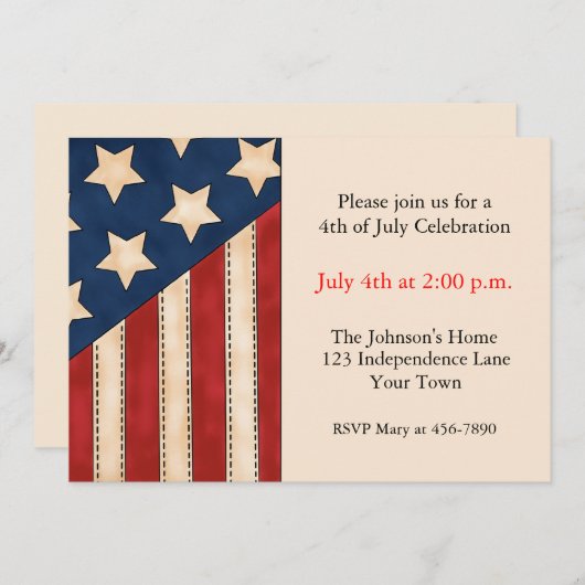 Invitation Drapeau américain (Devant / Derrière)