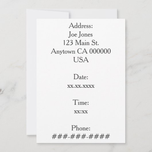 Invitation Drapeau américain (Dos)