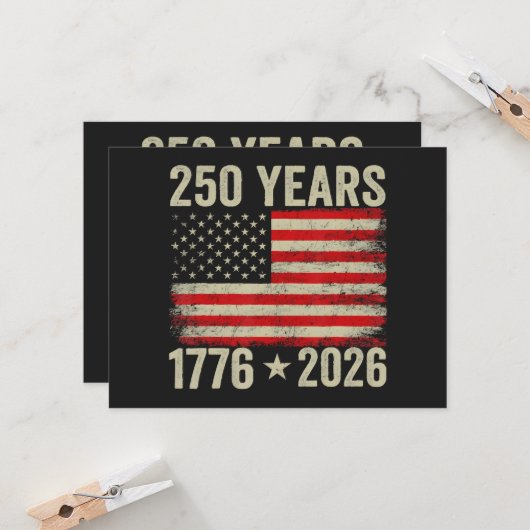 Invitation Drapeau américain 250 ans 1776-2026 (Devant/Arrière en situation)
