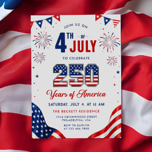 Invitation Drapeau Américain 250 Ans Fête du 4 Juillet