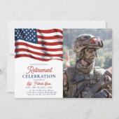 Invitation Drapeau américain 4 juillet Armée photo retraite (Devant)