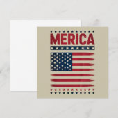 Invitation Drapeau Américain 4 Juillet Merica (Devant / Derrière)
