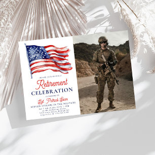 Invitation Drapeau américain 4 juillet photo retraite de l'ar