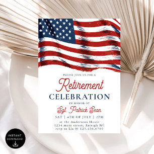 Invitation Drapeau américain 4 juillet retraite de l'armée