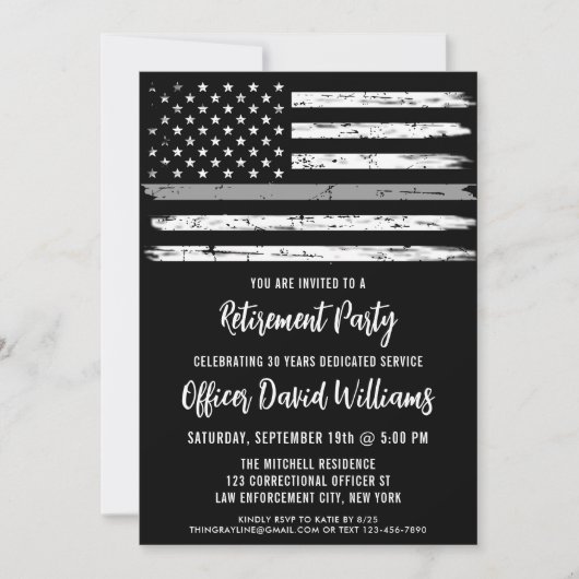 Invitation Drapeau américain Agent correctionnel retraite (Devant)